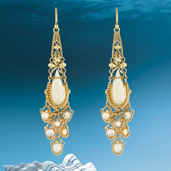 SOLD -Anthony Nak 18k Gold Citrine Dangle Drop Earrings - Picture 4 of 6